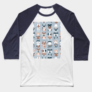 Doggie Coffee and Tea Time 2 // pattern // pastel blue background Baseball T-Shirt